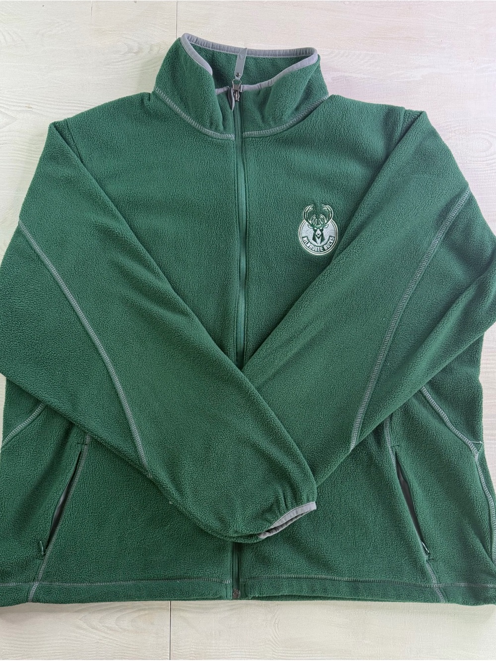 Antigua Green Full-Zip Fleece Sweater with Team Crest